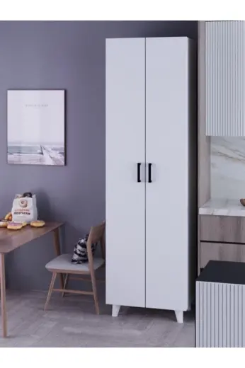 Kzy Mobilya 8 Raflı 2 Kapaklı 16R Çok Amaçlı Dolap Beyaz