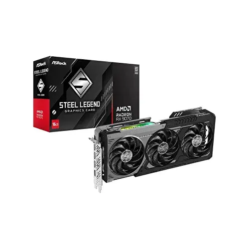 Asrock RX 9070 Steel Legend OC Siyah 16 GB GDDR6 256bit Ekran Kartı