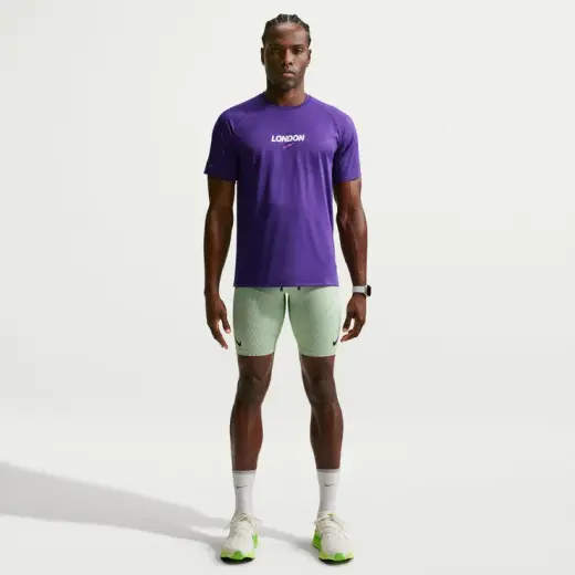 Nike Stride Dri-FIT ADV Erkek Mor Koşu T-Shirt