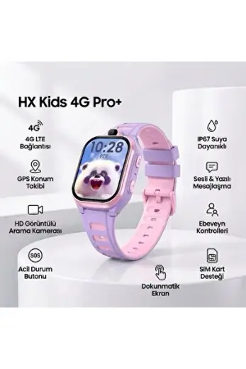 HX Kids 4G Pro+ Akıllı Çocuk Saati | Kameralı, LBS Takipli – Sim Kartlı, SOS Acil Arama