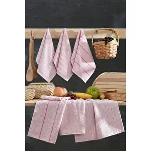 Casnack Seher 6'lı Mutfak Ve El&yüz Havlu Seti 30x50 Cm, Pudra Pudra