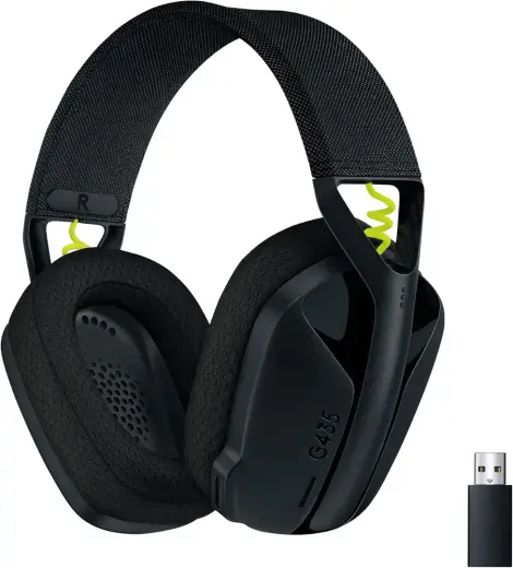 Logitech G G435 Lightspeed Kablosuz Kulak Üstü Oyuncu Kulaklığı, Bluetooth, Dahili Mikrofon, 40 mm Ses Sürücüleri, 165 gr, 18 Saat Pil Ömrü, Siyah | Kulak üstü kulaklıklar, dahili mikrofonlar, 18h pil, Dolby Atmos, PC, PS4, PS5, Nintendo Switch/Switch 2, Mobil - Siyah