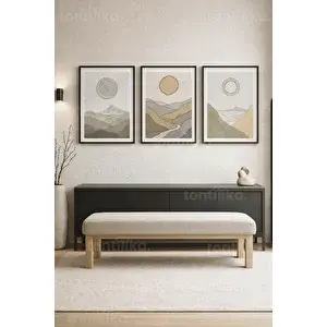 Tontilika Soyut Doğa Manzaraları 3’lü Ahşap Çerçeveli Tablo Seti 21x30 cm