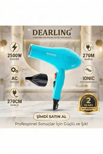 2500w Profesyonel Iyonik Fön Makinesi | 2 Isı Ve Hız Ayarı | 2 Yıl Garantili | Açık Mavi Ferahlık 💙