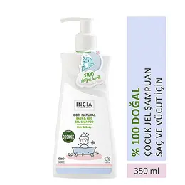 INCIA Çocuklar İçin Doğal Jel Şampuan Saç ve Vücut İçin 350 ml 2