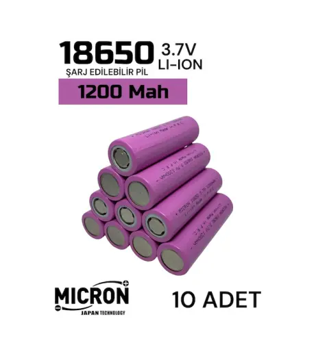 10 Adet 18650 Lityum Pil Batarya 1200 Mah Amper 3.7 V
