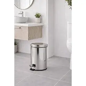 SAS Krom 3 Lt Pedallı Metal Banyo, Tuvalet, Mutfak Ve Ofis Çöp Kovası Titan 7003