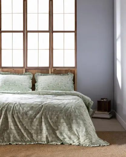 Jules King Size %100 Pamuk Fırfırlı Çarşaflı Nevresim Takımı - Saga