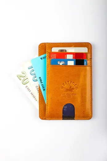 WEST POLO 358C ESKİTME HAKİKİ DERİ KARTLIK CÜZDAN CAMEL
