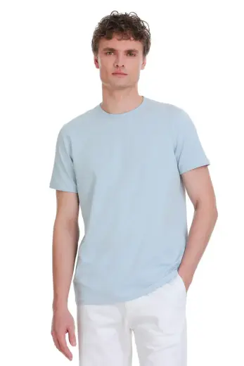 Mavi Regular Fit Bisiklet Yaka Pamuklu Tişört