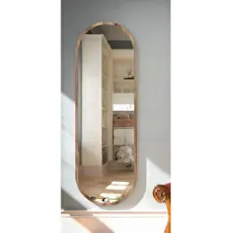 Nysamo 120 Cm Ceviz Oval Duvar Salon Antre Hol Koridor Mutfak Banyo Ofis Aynası 2