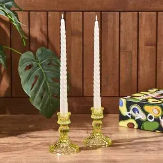 Mumsan 2'li Burgu Şamdan Mumu - Sedef Beyaz - 25 cm