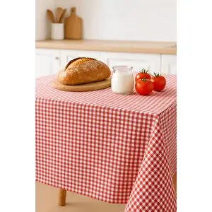 Mira Home Zefira 170x170 Cm Balkon, Piknik, Mutfak Masa Örtüsü & Yer Sofra Bezi Kırmızı Kırmızı
