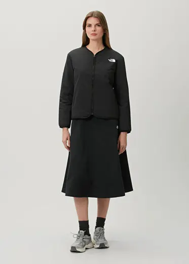 Siyah Midi Twill Etek