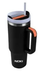 Noki T-0137 Tumbler Pipetli Çelik Termos Bardak Yedek Kapaklı 1200Ml Siyah