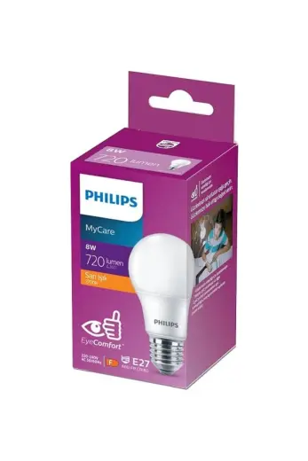 Philips LED Ampul 8-60W 2700K Sarı Işık 720 Lümen Tasarruflu Uzun Ömürlü ve Göz Yormayan Aydınlatma