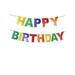 Parti Adresi Renkli Lego Temalı Happy Birthday Yazı Banner Doğum Günü Parti Süsü
