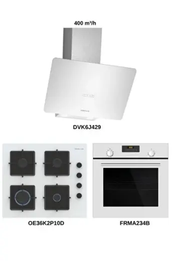 Beyaz Cam Ankastre Set (FRMA234B - DVK6J429 - OE36K2P10D)