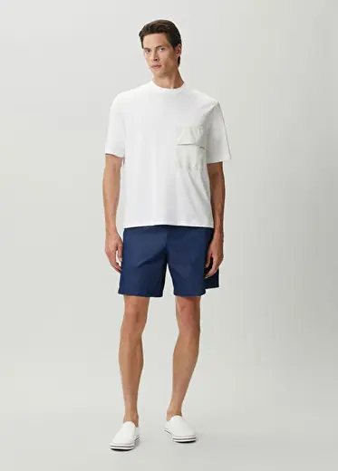Mavi Logo Detaylı Denim Bermuda
