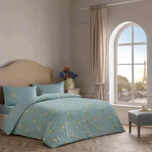 Linens Allday Luce Pamuk Saten Nevresim Takımı Çift Kişilik Mavi