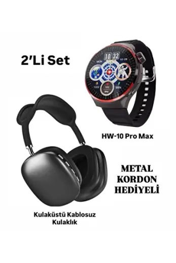 KABLOSUZ BLUETOOTHLU KULAKLIK/HW10 PRO MAX ULTRA AKILLI SAAT SETİ İOS/ANDROİD UYUMLU HEDİYELİ