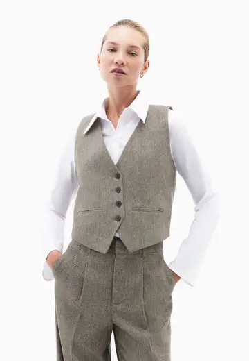 Yün Karışımlı Crop Yelek