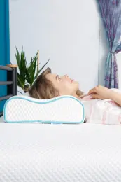 Viscofoam Çift Taraflı Yüksek Boyun Destekli Ortopedik Yastık Visco Yastık - 55x35x12-11cm 4