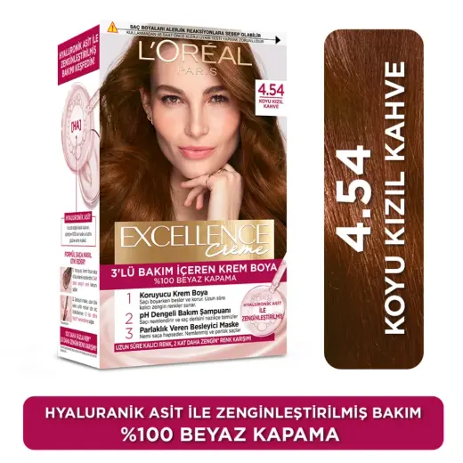 Loreal Paris Excellence Creme Saç Boyası - 4.54 Koyu Kızıl