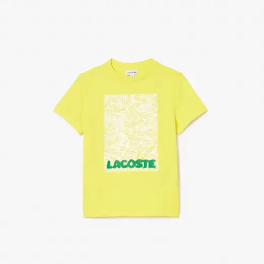 Çocuk Bisiklet Yaka Baskılı Sarı T-Shirt