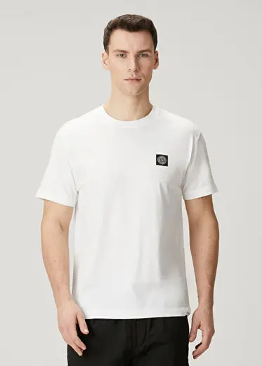 Beyaz Logo Detaylı T-shirt