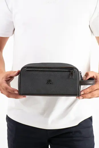 435 Erkek El Portföyü El Çantası Clutch Çanta Traş Çantası SİYAH-KAHVE