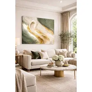 Mgi Design Gold Detaylı Soyut Kanvas Tablo | Modern Lüks Duvar Tablosu Salon Antre Koridor Dekorasyon Tablosu | Modern Duvar Dekoru | Salon, Yatak Odası Ve Ofis İçin | Sanatsal Ev Dekorasyonu 50x70 cm