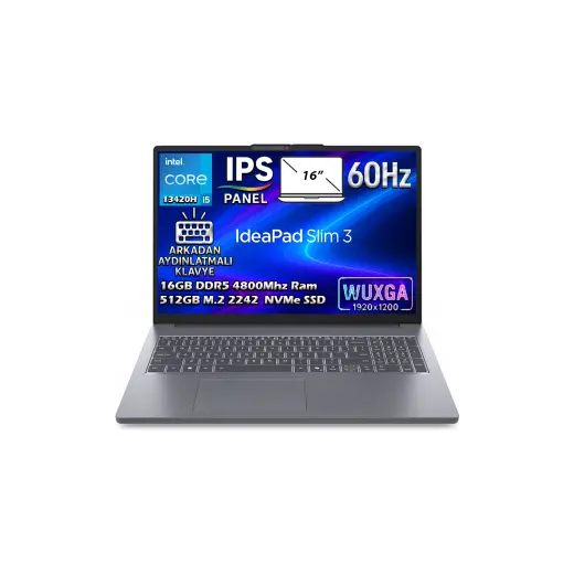 Lenovo Ideapad Slim 3 16IRH10 Intel Core I5-13420H 16GB 512GB SSD 16" WUXGA (1920X1200) IPS Panel