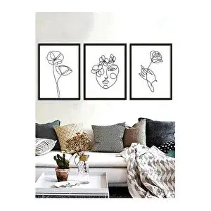 Vetro Design Line Art Ahşap Tablo Set 30x40cm Siyah