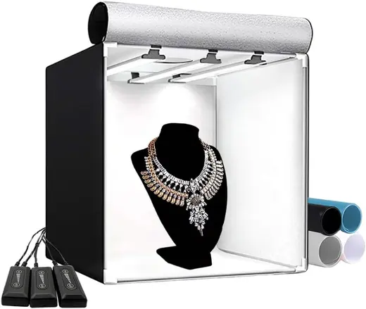 GDX Pro II 60x60 cm Işıklı Ürün Çekim Çadırı 3 LED Panelli 4 Fonlu E-Ticaret Fotoğraf Seti