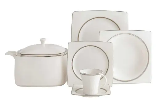 Güral Porselen Caroline 226 85 Parça 12 Kişilik Modern Yuvarlak Bone Porselen Yemek Takımı
