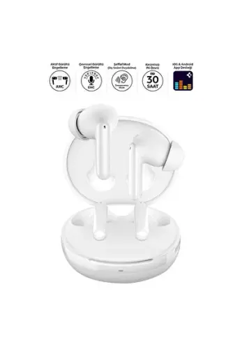 Audio TWS S10 Bluetooth Kablosuz Kulaklık ANC Aktif Gürültü Engelleme 30 Saat Pil Beyaz - ASD07962