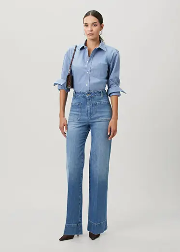 Alina Flared Mavi Jean Pantolon