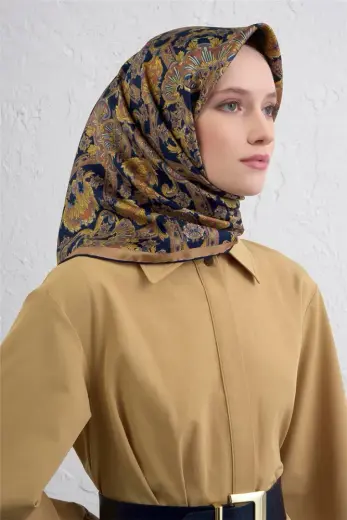 Armine Etnik Desen Saf İpek Twill Eşarp 9416D 03