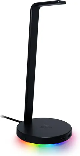 Razer Base Station V2 Chroma - USB hub'lı ve RGB aydınlatmalı kulaklık standı (7.1 surround sesli USB hub, entegre kulaklık tutucu, kaymaz stand, Chroma RGB) Siyah