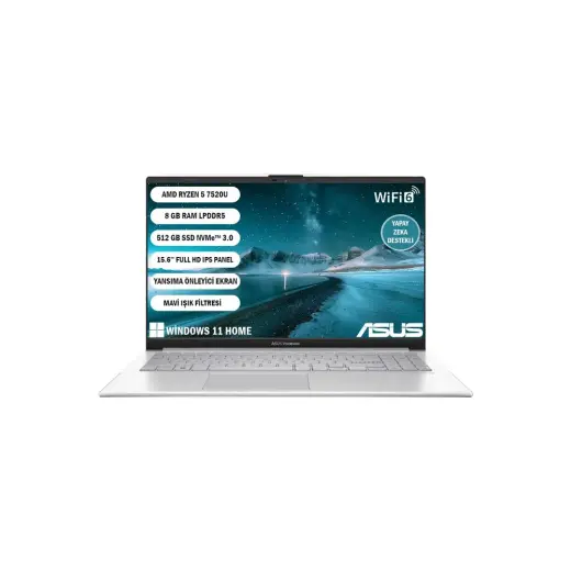 Asus Vivobook 15 AMD Ryzen 5 7520U 8 GB 512 GB SSD 15.6" FHD WINDOWS11 Home E1504FA-NJ2509W