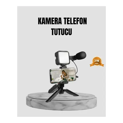Renas Store Telefon Video Çekim Kiti LED Aydınlatma Mikrofon Tripodlu Tam Set