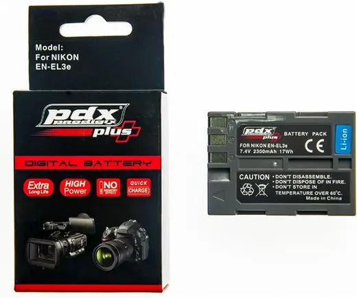 PDX Plus,Nikon ile uyumlu EN-EL3e Fotoğraf Makinesi Bataryası.