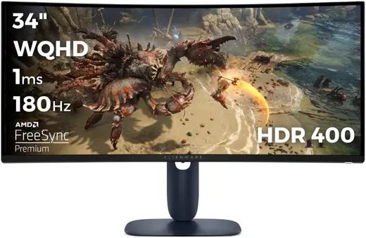 Dell AW3425DWM 34 3440x1440 WQHD 180Hz 1ms HDMI DP FreeSync Premium HDR 400 Curved Gaming Monitor