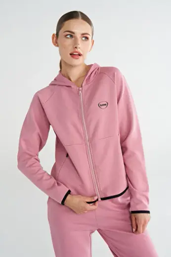 TECH FERMUARLI HOODIE Pembe Kadın Sweatshirt & Hoodie