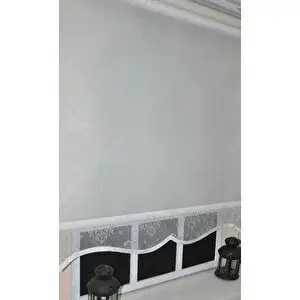 StorBurada Çift Mekanizmalı Kirli Beyaz Damask Tül Perde Ve Ekru Stor Perde Stb45252-v01 180x200 cm
