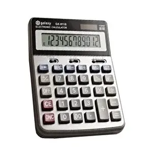 ArtMaster Hesap Makinesi Siyah 14x19 Cm 1 Adet Galaxy Gx-6118 12 Haneli Orta Boy Ofis Büro Masaüstü Hesap Makinası