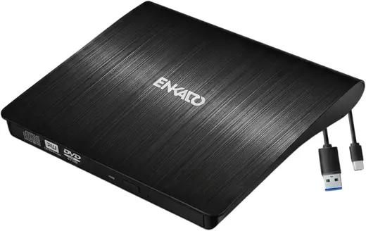 USB 3.0 & Type-C Harici DVD/CD Okuyucu ve Yazıcı - Taşınabilir Slim Optik Sürücü (Windows ve Mac Uyumlu)