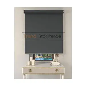 Trend Stor Perde Gri Stor Etek Dilimsiz Zebra Stor Güneşlik Perde 100x200 cm