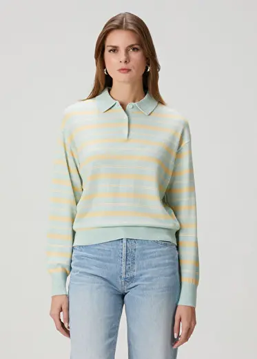 Colorblocked Çizgili Kaşmir Polo Triko